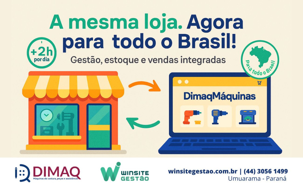 Capa Como a Dimaq Máquinas de Umuarama Ganhou 2 Horas Por Dia e Vende para Todo o Brasil Usando o Winsite Gestão com Sistema de Gestão e Loja Virtual