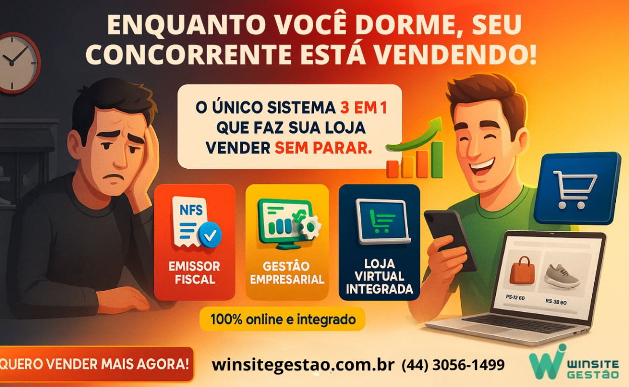 Capa Enquanto Você Dorme, Seu Concorrente Está Vendendo: Por Que o 3 em 1 da Winsite Gestão É o Futuro do Comércio em Umuarama
