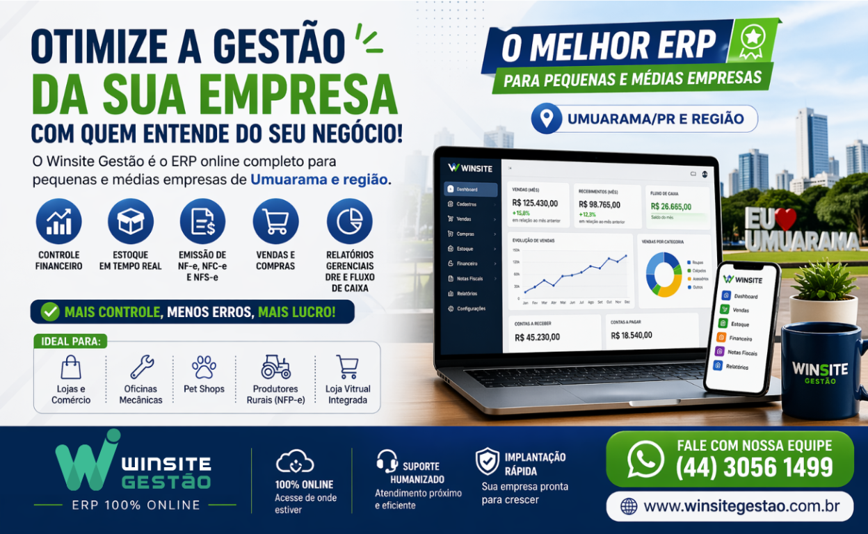 Capa Sistema de Gestão Empresarial em Umuarama: Como otimizar sua empresa com ERP
